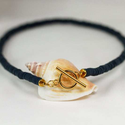 Golden Midnight – Blaue Katsuki-Halskette mit T-Bar-Verschluss