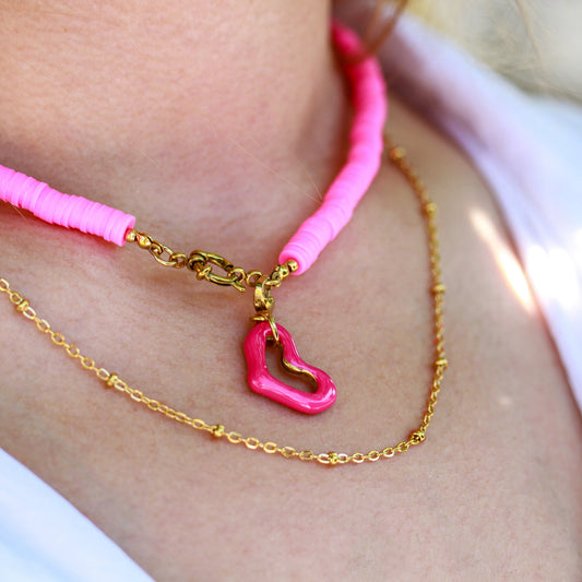 Hot Pink Heart - Halskette