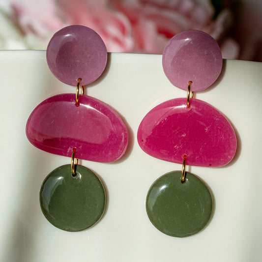 Berry Olive Color Block – Ohrringe