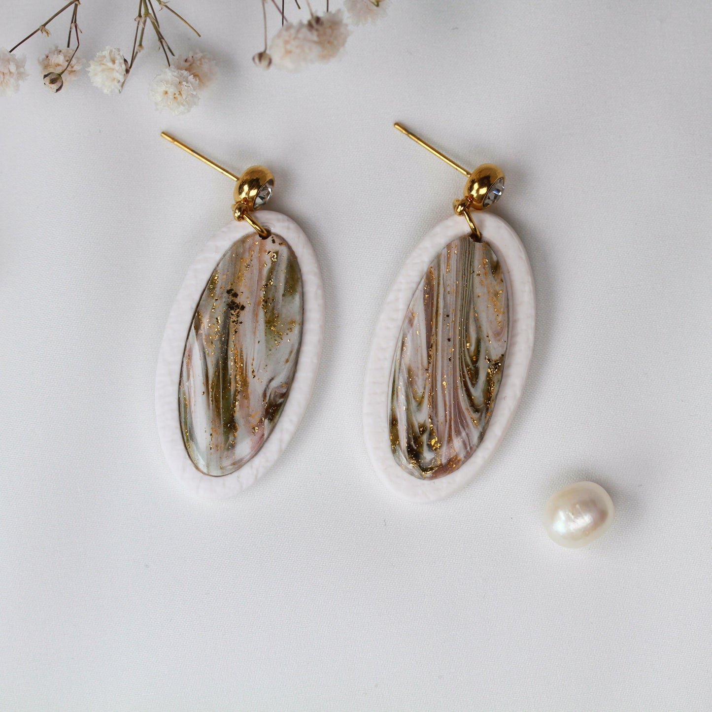 Ivory Mocha Glow – Ovale Ohrringe