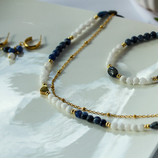Midnight Lapis – Schmuckset mit Lapis und Muschelperlen