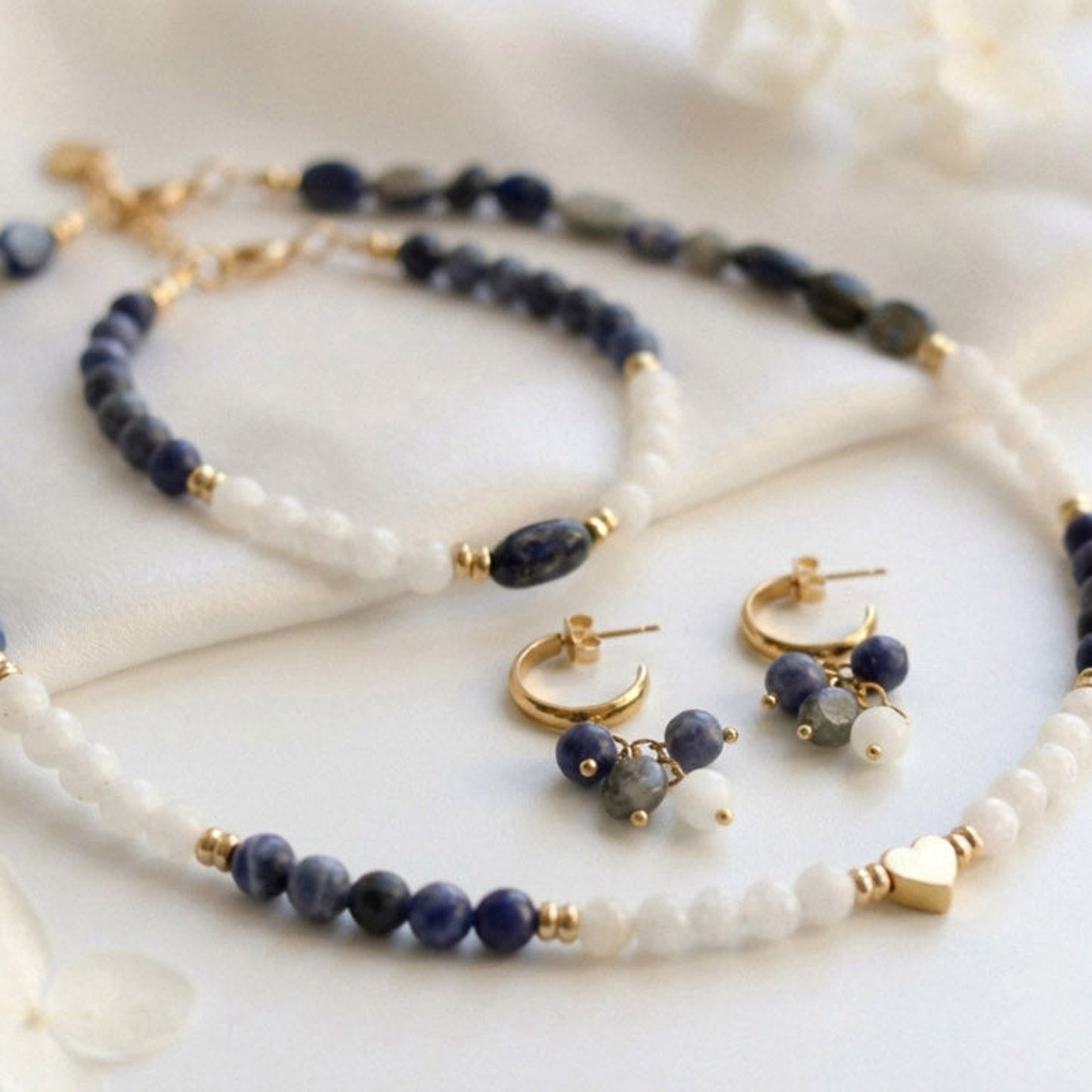 Midnight Lapis – Schmuckset mit Lapis und Muschelperlen