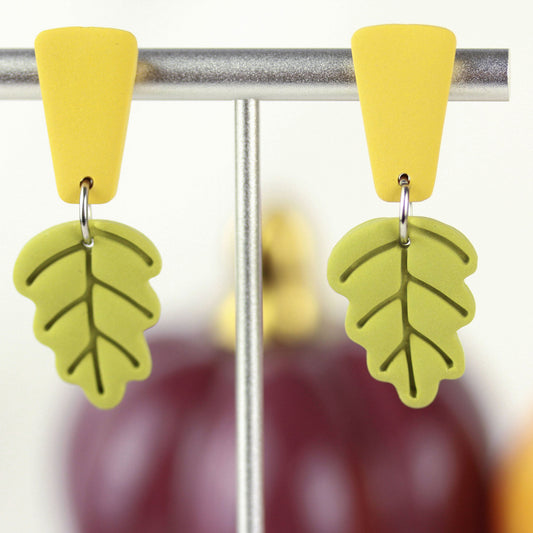 Golden Green Leaf - Ohrringe