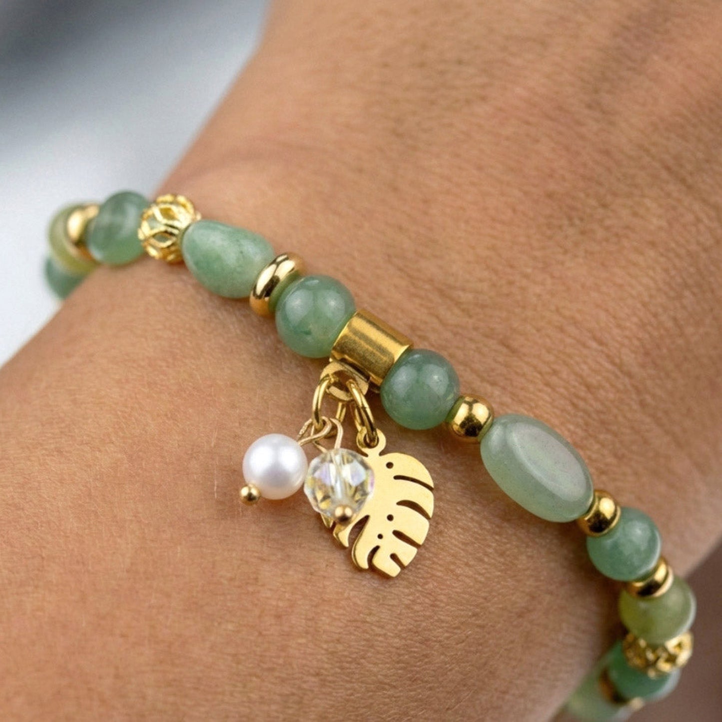 Sage Leaf – Grünes Aventurin-Armband