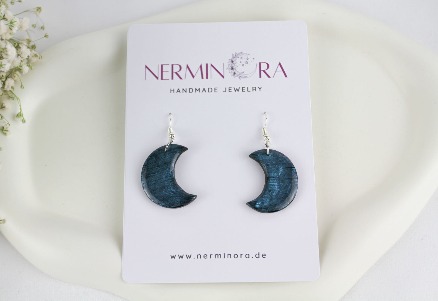 Mond Ohrringe mit Schimmerfeffekt