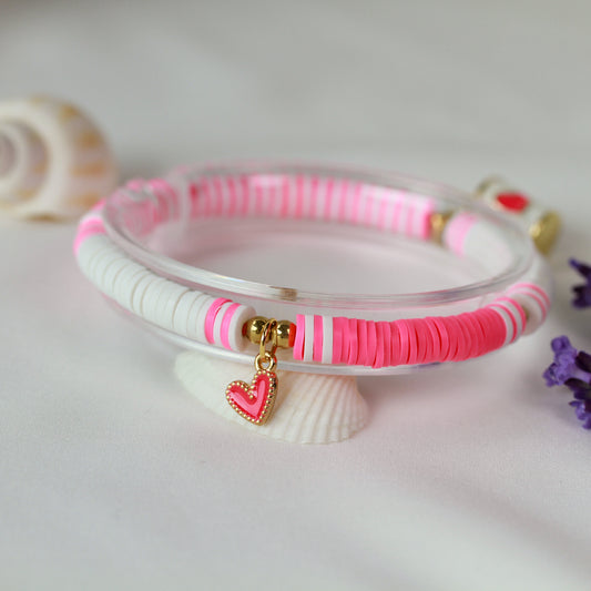 Café Amour – Katsuki-Armband in Rosa-Weiß mit Herz-Tasse