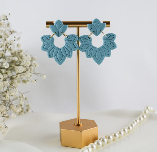 Türkise Oriental Boho Ohrringe – Handgefertigte Polymer Clay Statement Ohrringe