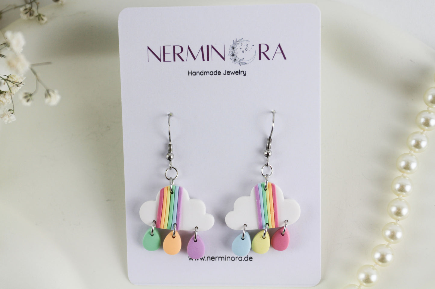 Freche bunte Wolken Polymer Clay Ohrringe