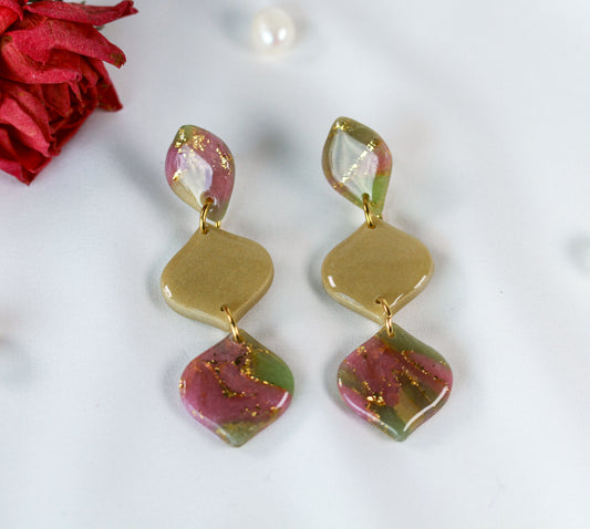 Olive Geometry Glow – Ohrringe