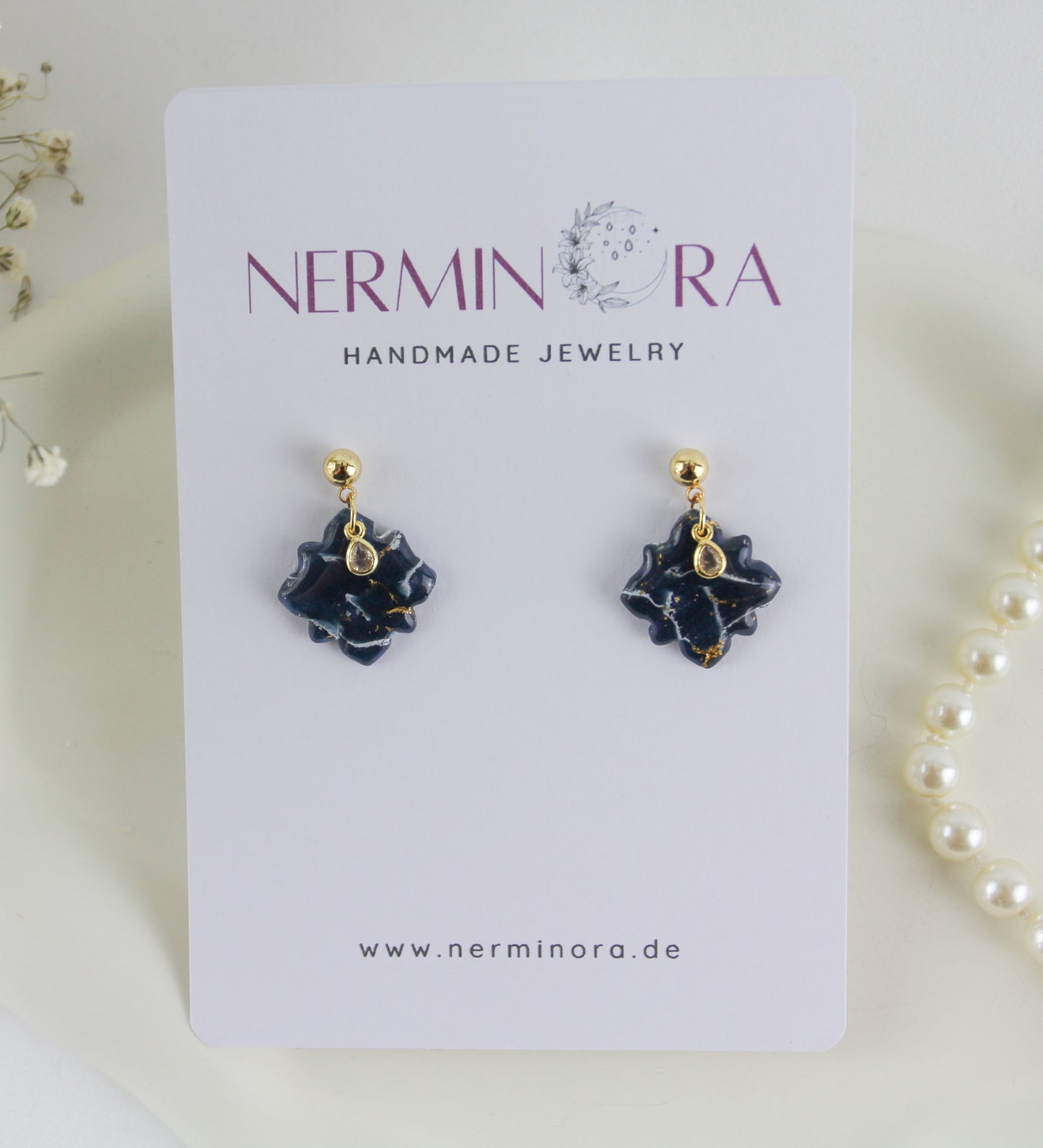 Blue Natural Stone Inspired Marble Polymer Clay Earrings