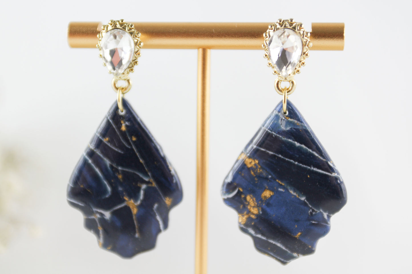 Blue Natural Stone Inspired Marble Polymer Clay Earrings