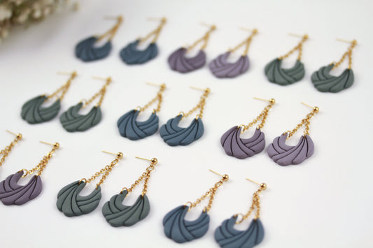 Polymer Clay Ohrringe mit Kette – Statement Hängeohrringe | Dewlight Kollektion