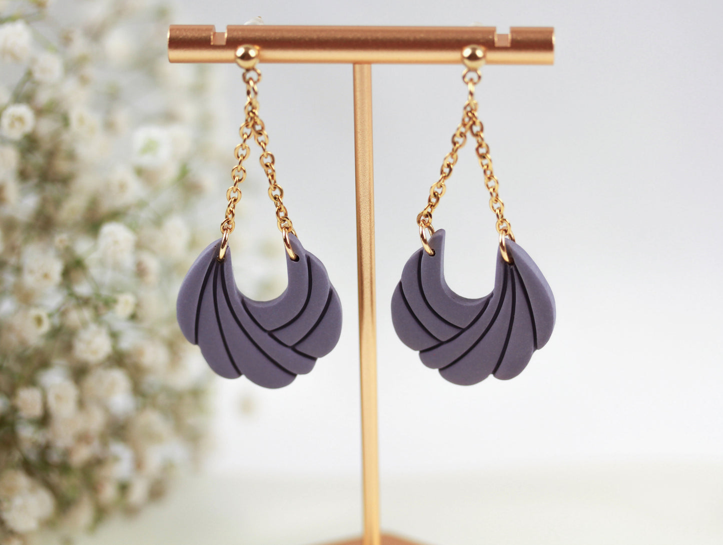 Polymer Clay Ohrringe mit Kette – Statement Hängeohrringe | Dewlight Kollektion