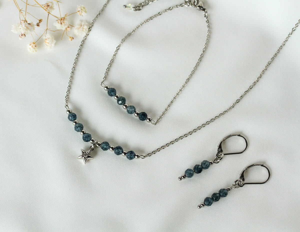 Sapphire Starlight – Schmuckset mit Saphir und Sternanhänger