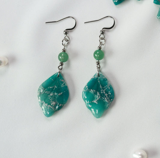 Sage Silver Marble – Ohrringe