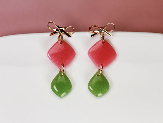 Berry Olive Bow - Ohrringe