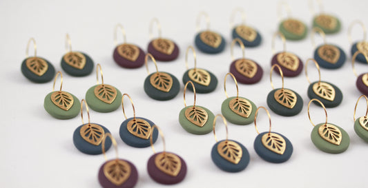 Polymer Clay Ohrringe mit Goldblatt – Statement Ohrringe | Kollektion Marlen
