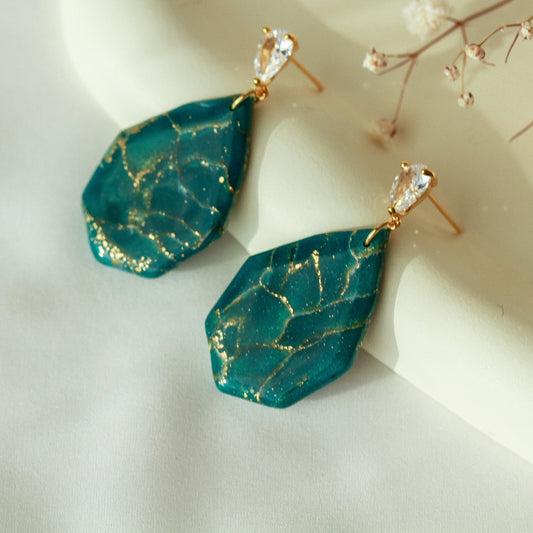 Turea Gold Turquoise – Elegante Ohrringe in Grün & Gold