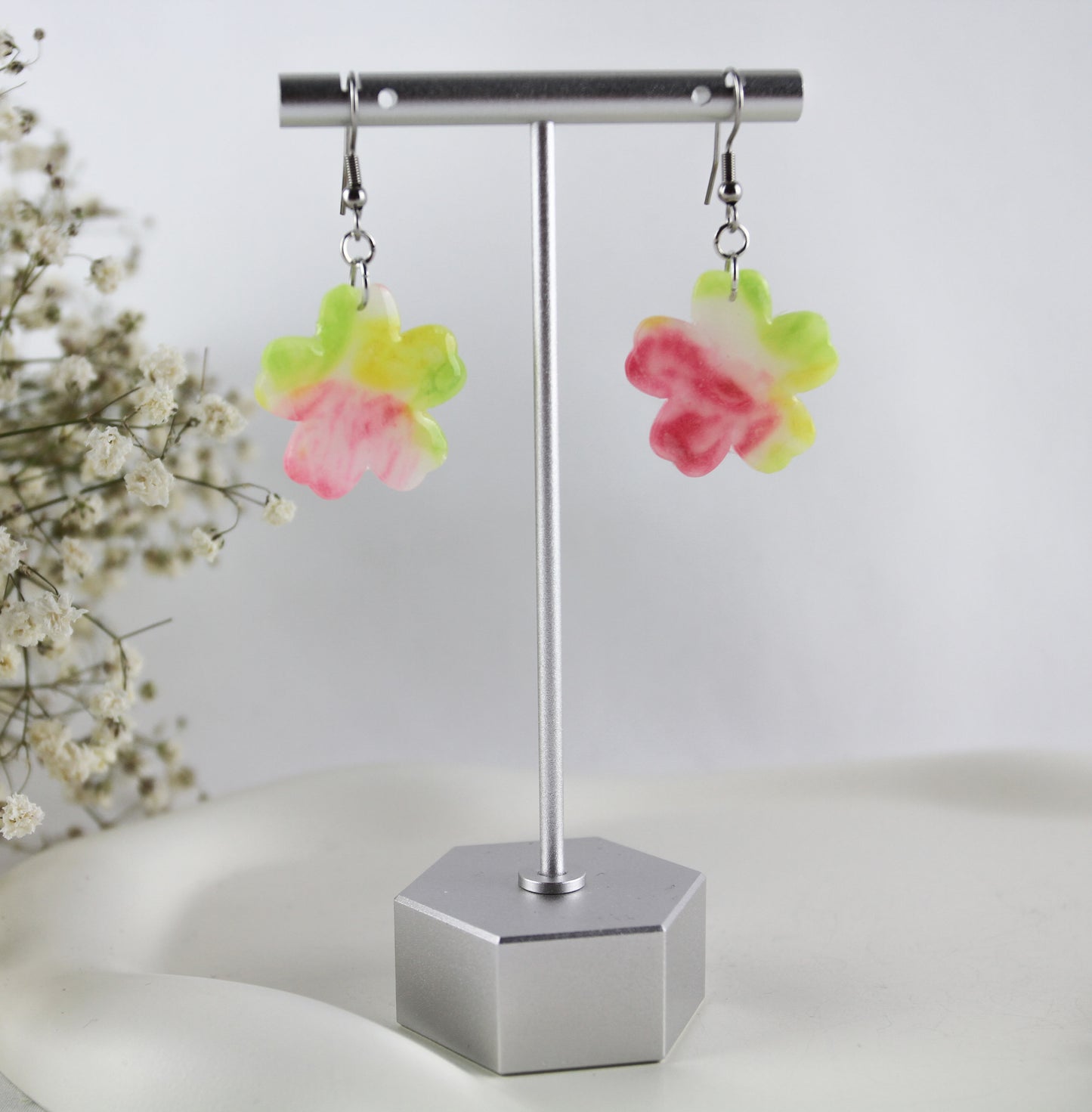Neon Blumen Ohrringe