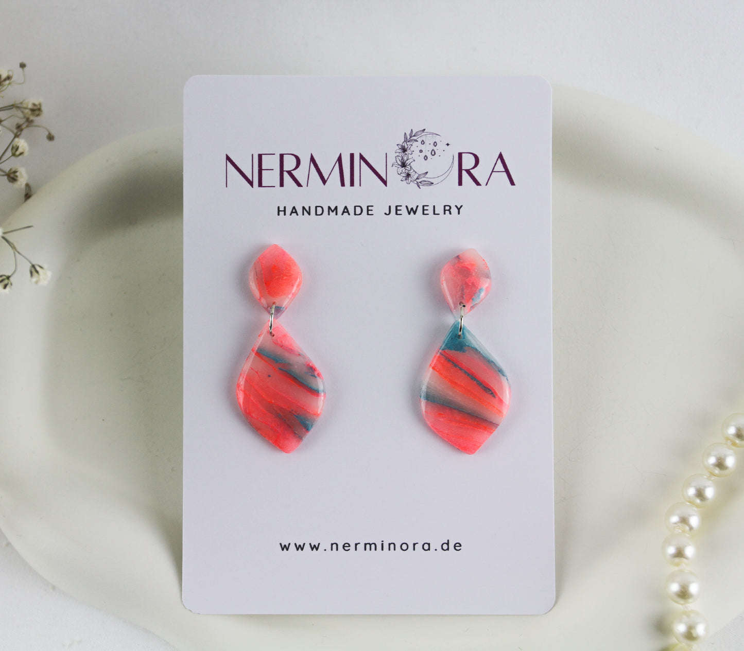 Neon Sommer Polymer Clay Ohrringe