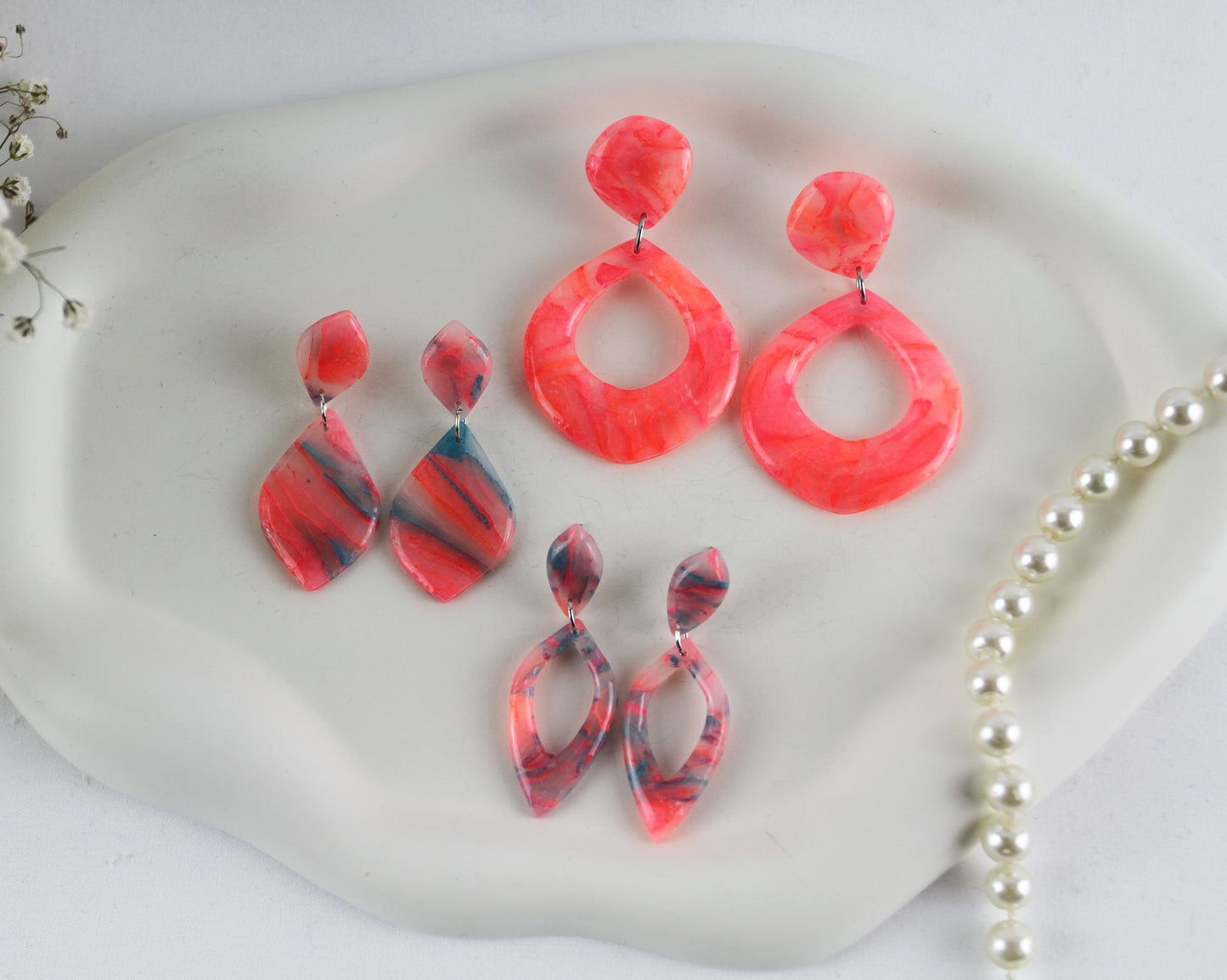 Neon Sommer Polymer Clay Ohrringe