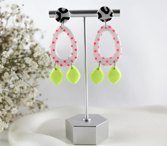 Point Neon – Handgefertigte auffällige Polymer Clay Statement Ohrringe