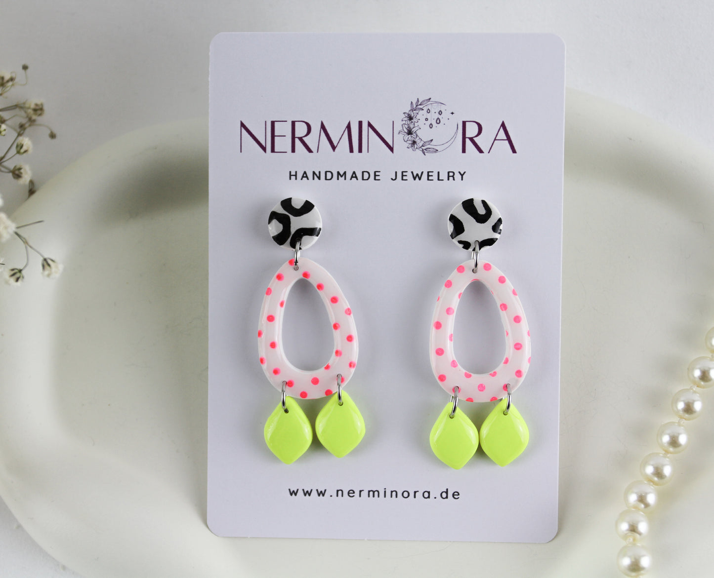 Point Neon Statement Polymer Clay Ohrringe