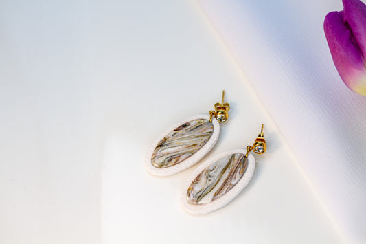 Ohrringe – Oval Marble – Ivory Mocha Collection
