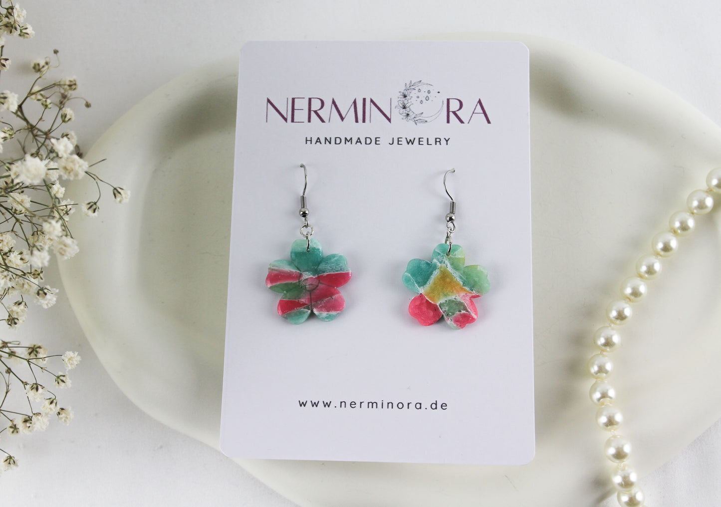 Bunte Marmor imitierte Polymer Clay Ohrringe und Ohrstecker