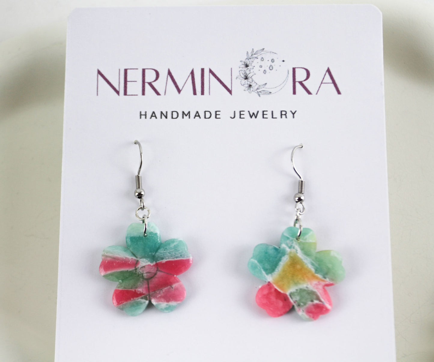 Bunte Marmor imitierte Polymer Clay Ohrringe und Ohrstecker