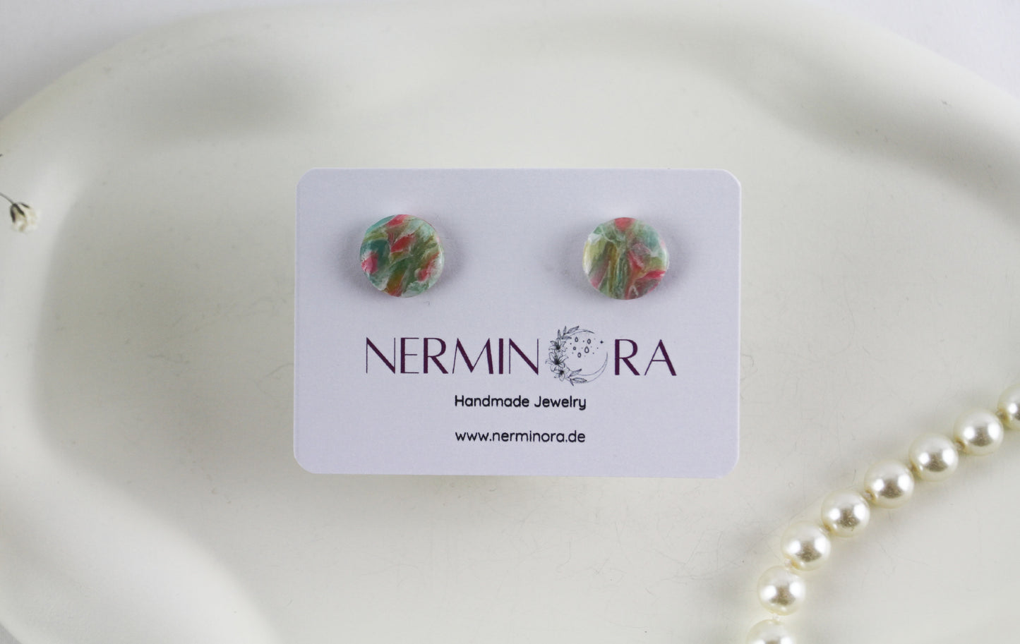 Bunte Marmor imitierte Polymer Clay Ohrringe und Ohrstecker