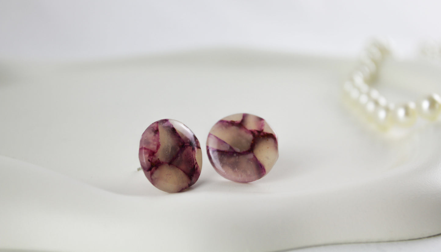 Rosegoldene natursteininspirierte Polymer Clay Ohrringe