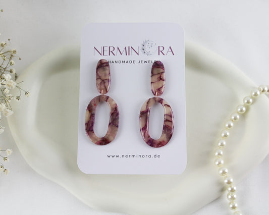 Roségold Marmor Ohrringe – Naturstein-inspirierte Polymer Clay Statement Ohrringe