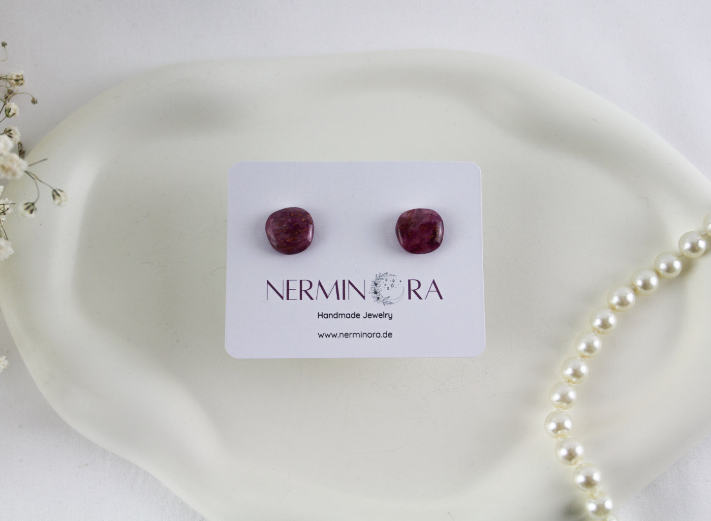 Rosegoldene natursteininspirierte Polymer Clay Ohrringe