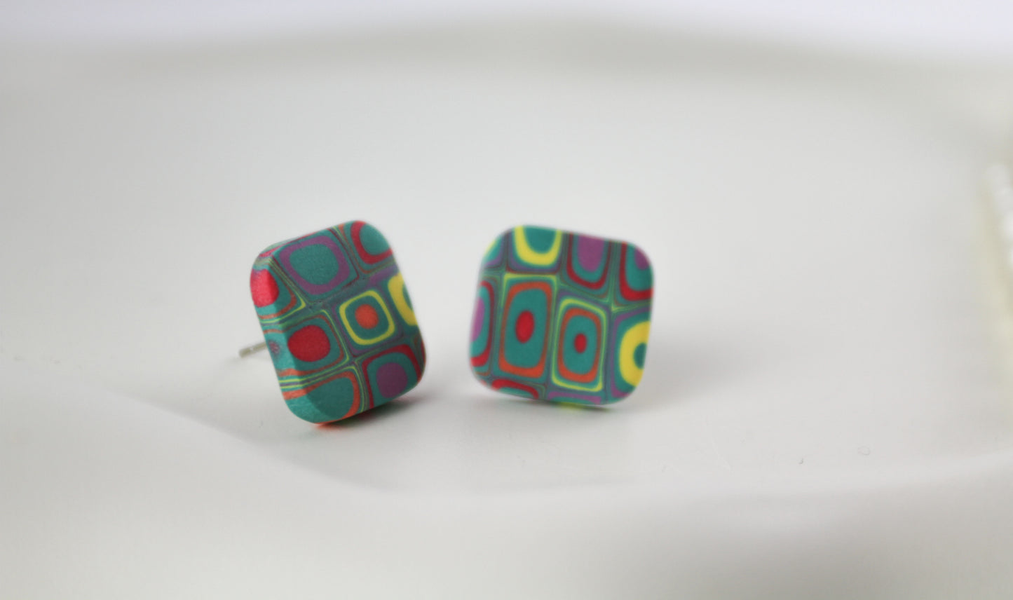 Geometrische Retro Polymer Clay Ohrringe