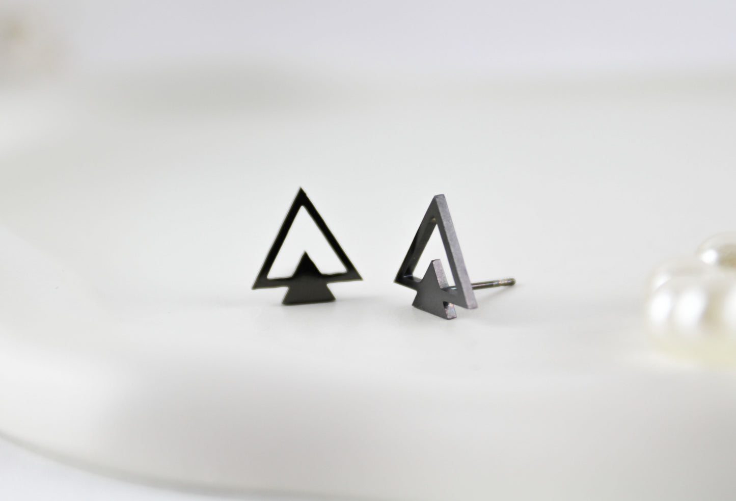 Geometric Triangle Black Earrings Unisex