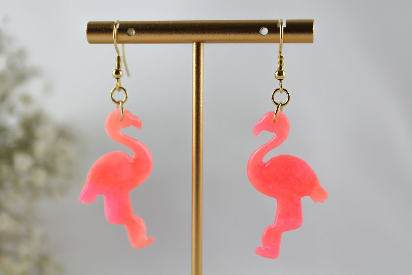 Neon Flamingo Polymer Clay Ohrringe und Ohrstecker