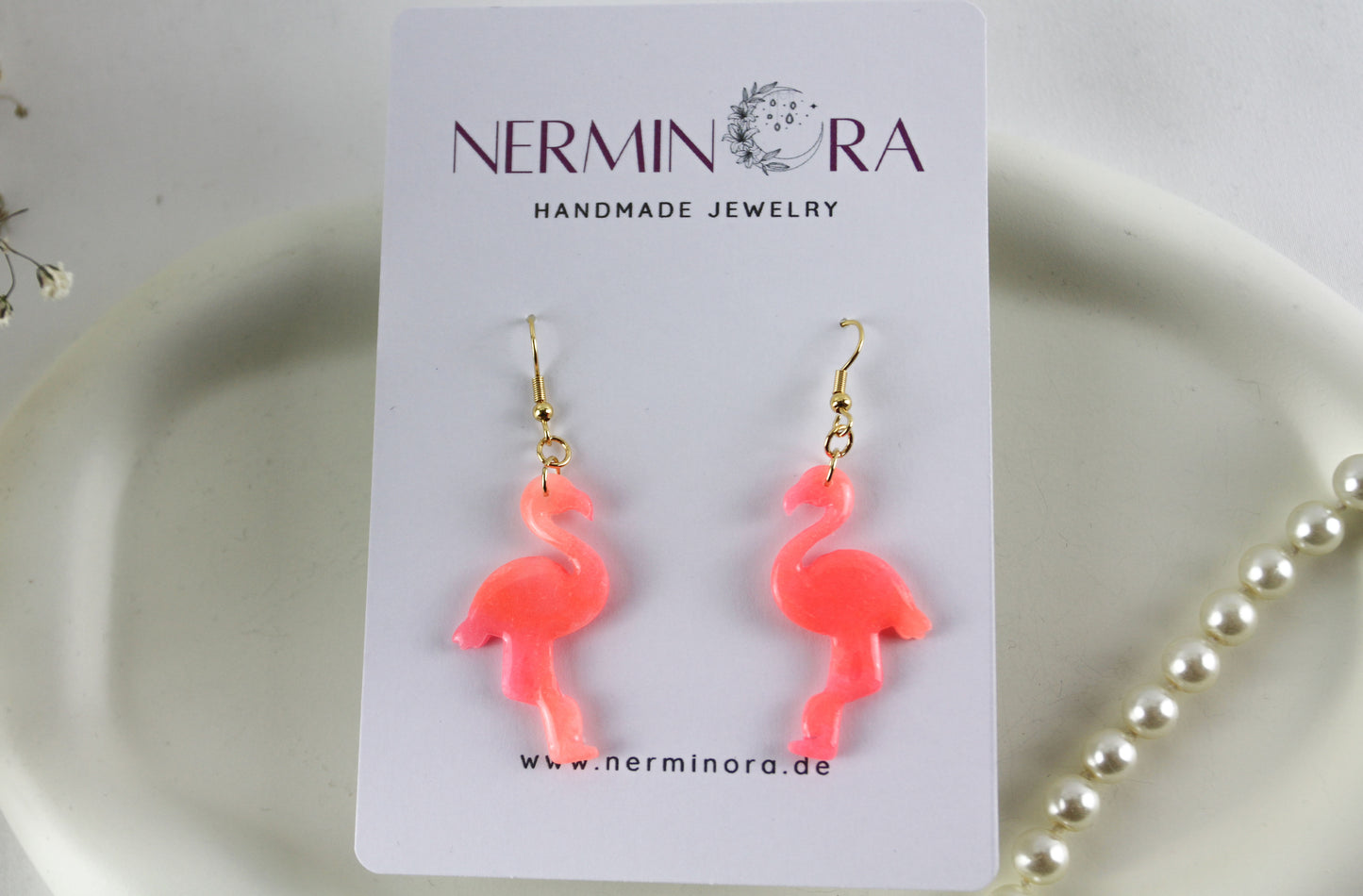 Neon Flamingo Polymer Clay Ohrringe und Ohrstecker