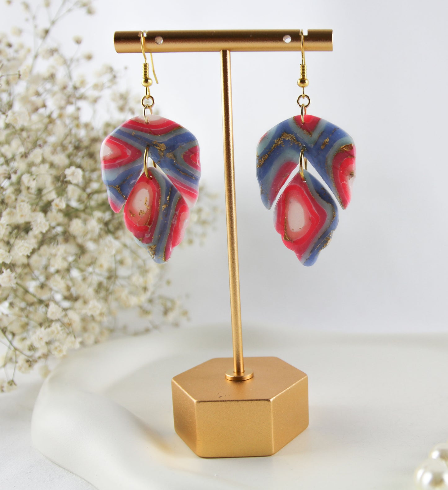 Marmor Stone Polymer Clay Ohrringe und Ohrstecker