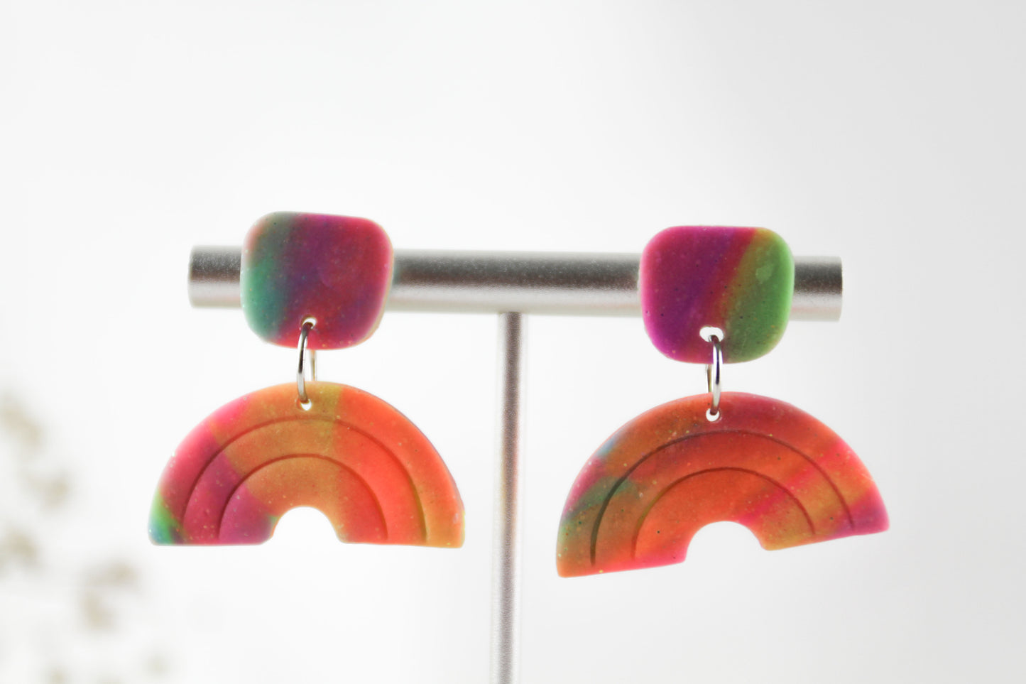 Bunte Rainbow Polymer Clay Ohrringe