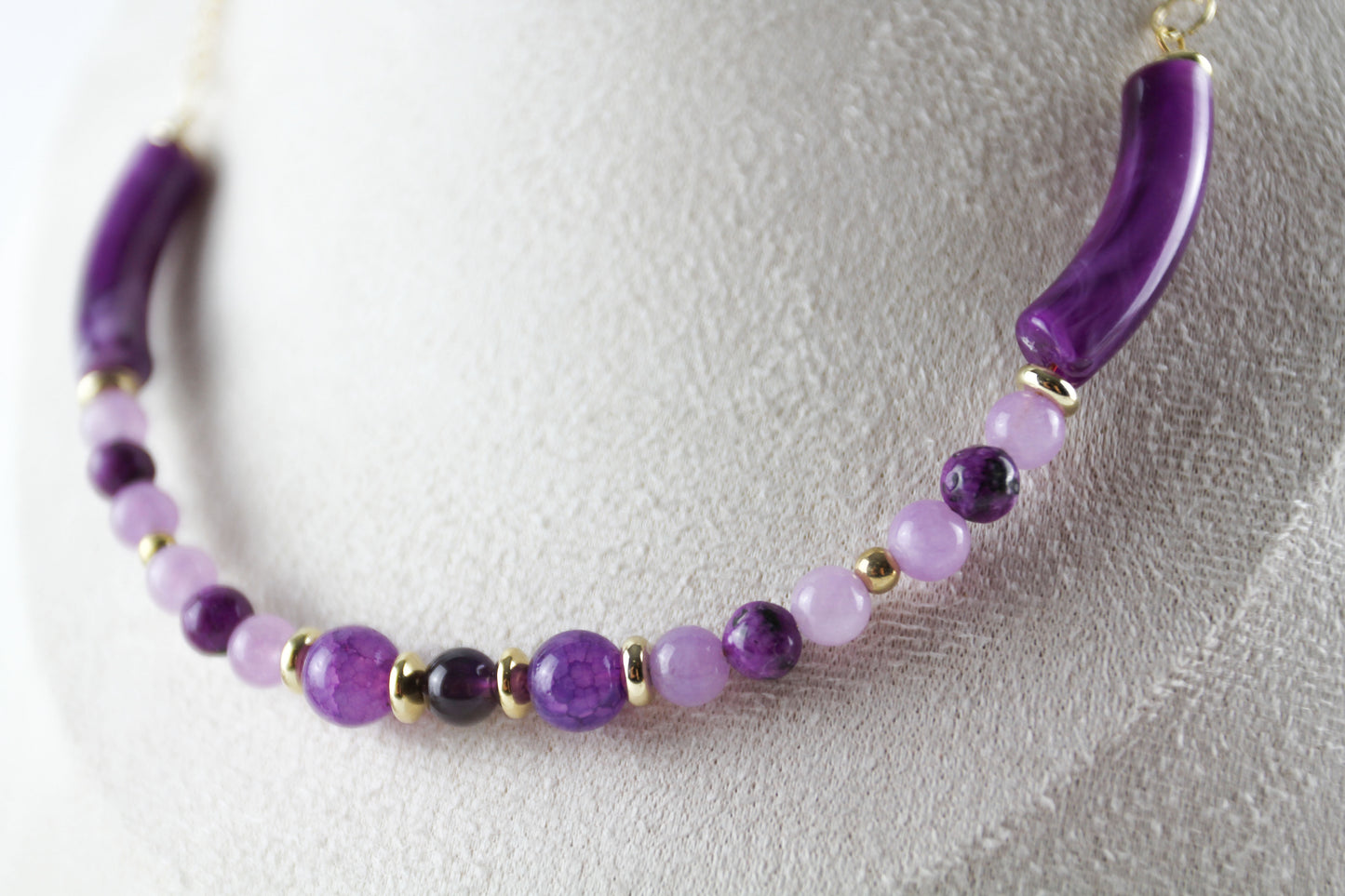 Lila Amethyst Naturstein Halskette - Armband