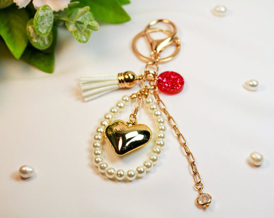 Pearl Heart Glam – Bag Charm