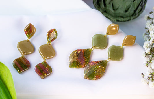 Ohrringe – Olive Geometry – Gold Oliv