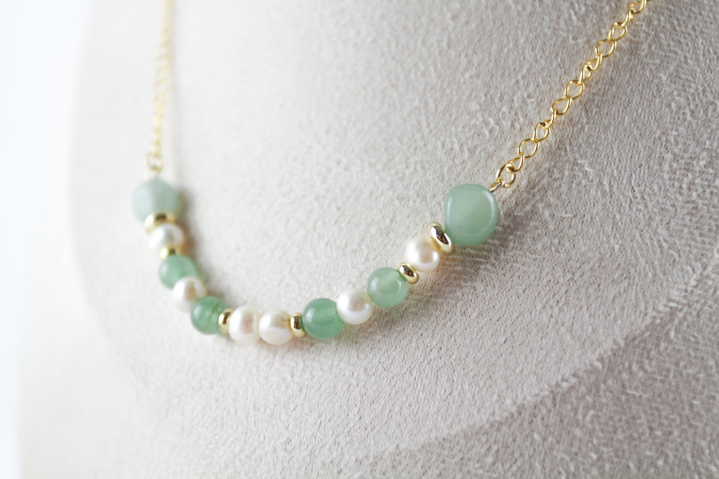 Aventurin & Süßwasserperlen Schmuckset – Halskette & Armband | Handgefertigt