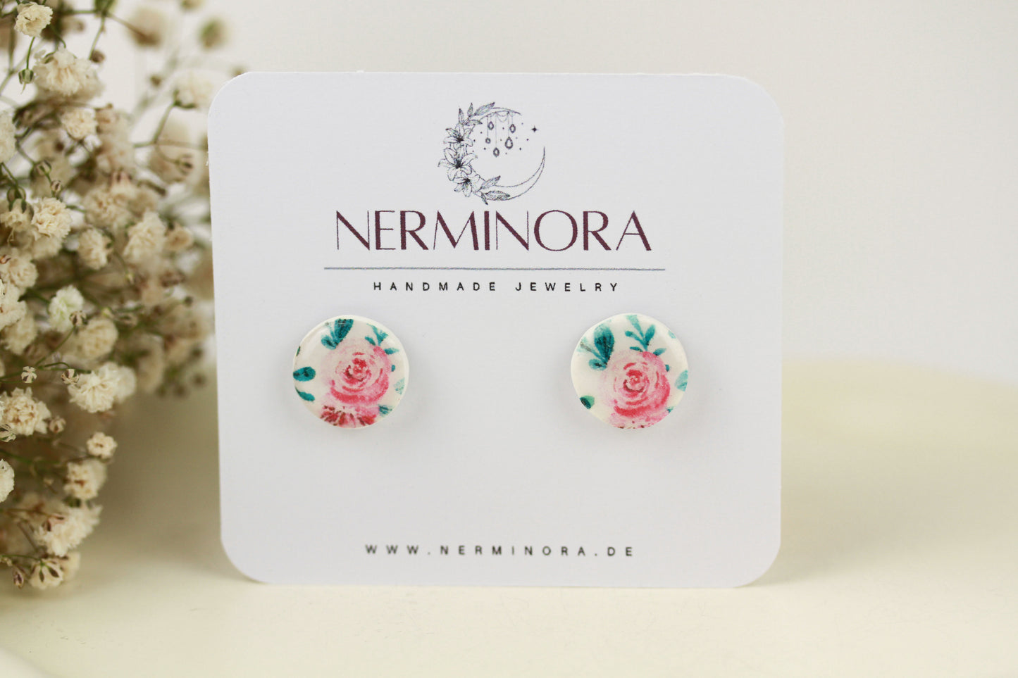 Rosen Ohrstecker – Handgefertigte florale Polymer Clay Ohrringe