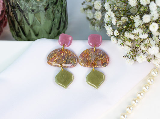 Velvet Berry Olive Bloom – Ohrringe