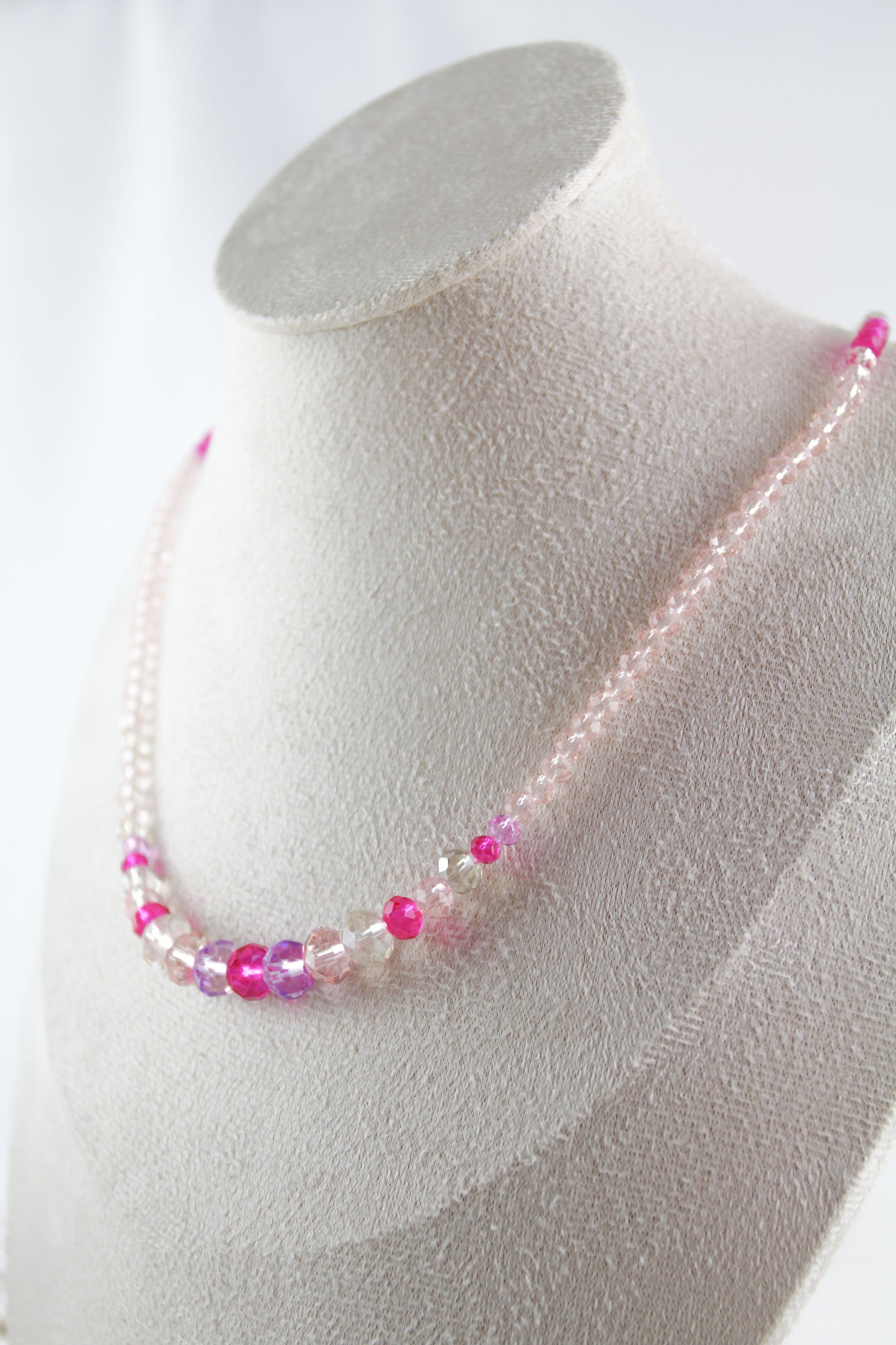 Pink Crystal Beaded Bracelet / Necklace / Earrings