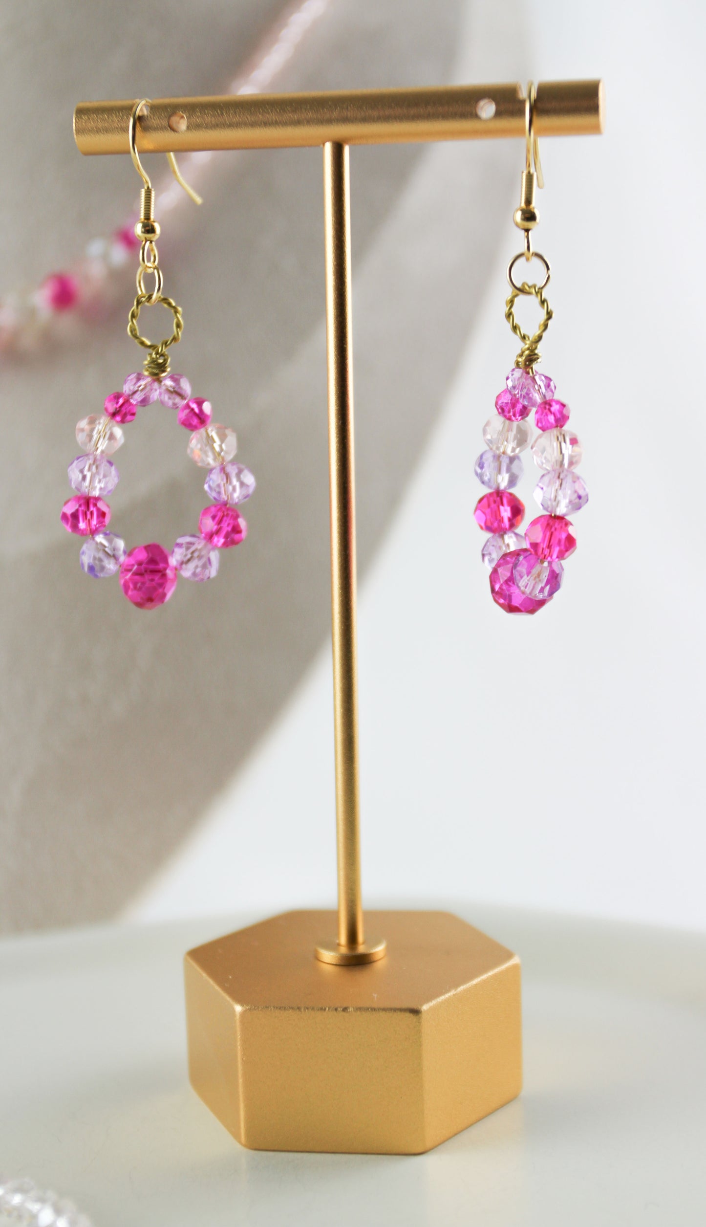 Pink Crystal Beaded Bracelet / Necklace / Earrings