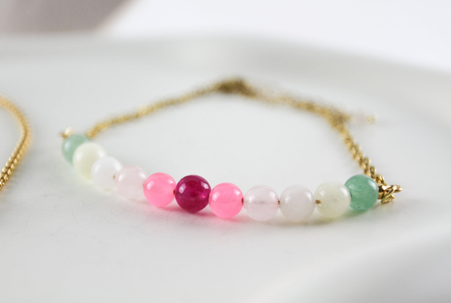 Colorful Natural Stone Beads Freshwater Pearl Bracelet / Necklace