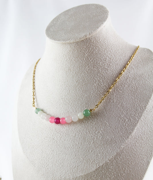 Buntes Naturstein & Süßwasserperlen Schmuckset – Handgefertigtes Armband & Halskette